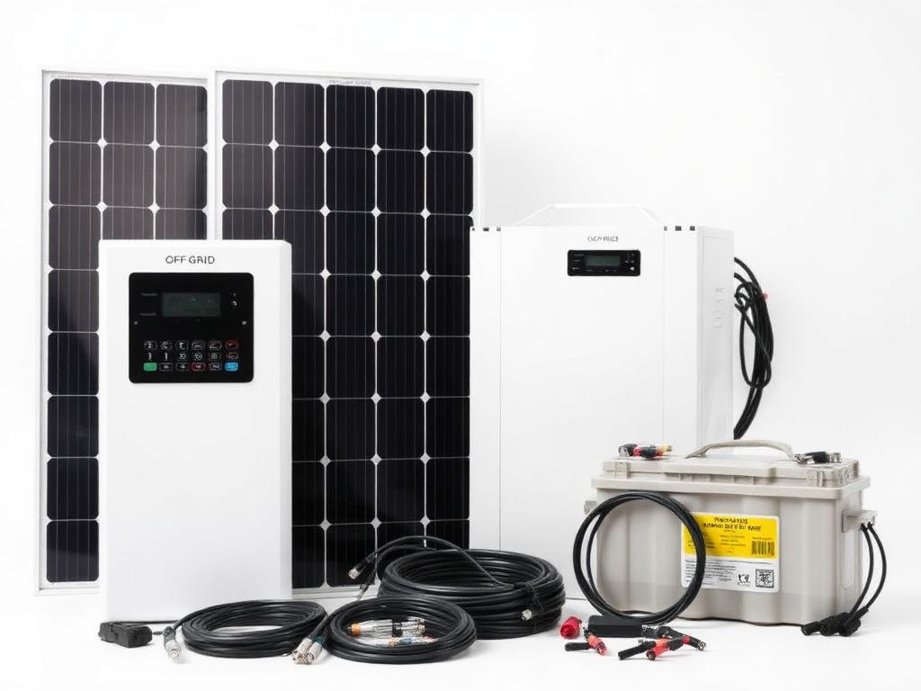 Off-grid solar system kit with gel deep-cycle battery